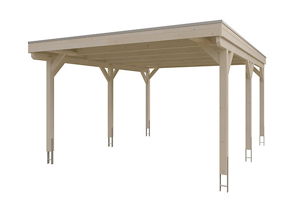 Carport SKAN HOLZ Grunewald 427 x 554 cm avec panneaux de toit en aluminium, non traité