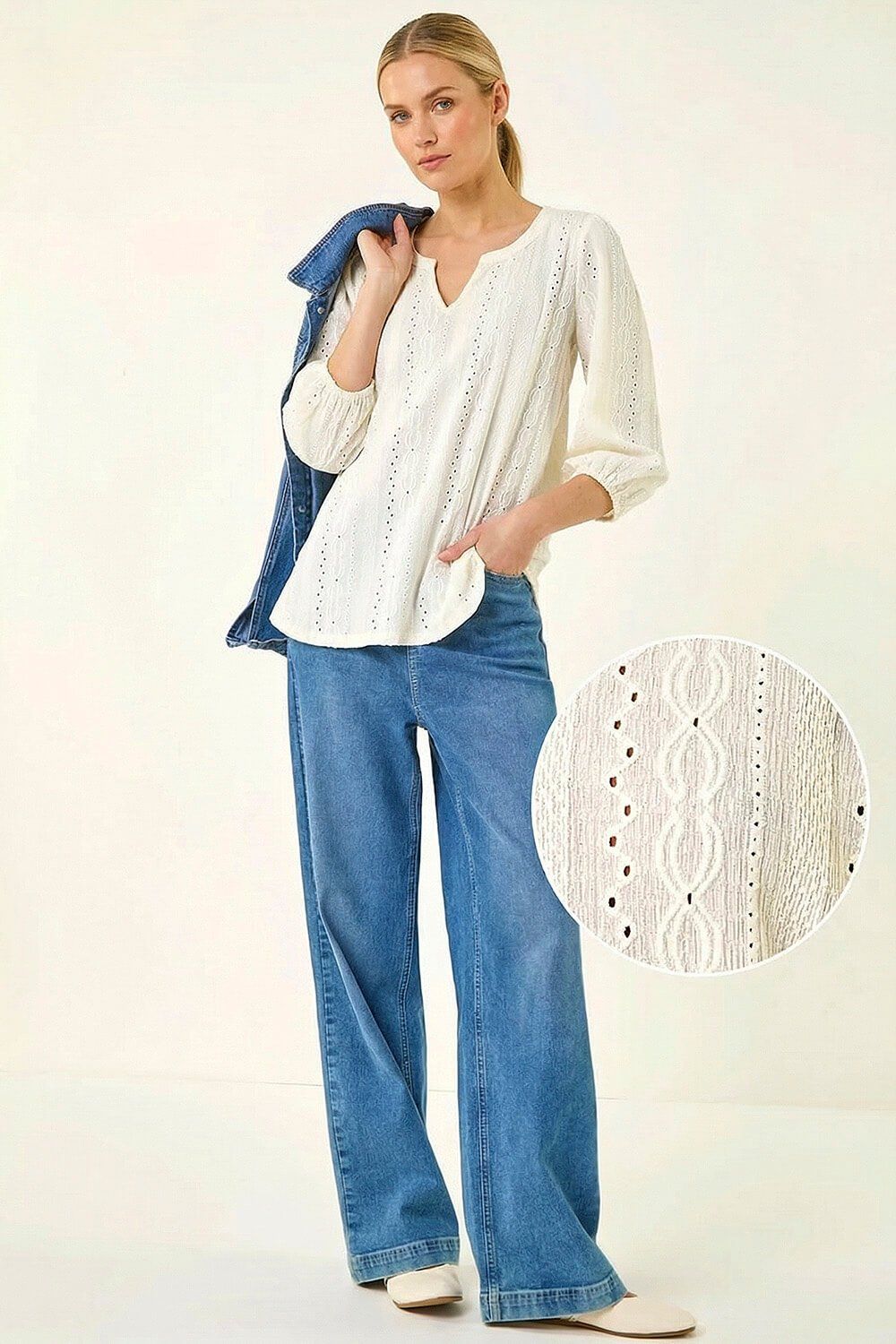 Roman Broderie Detail Tunic Top