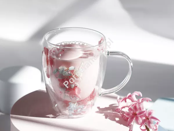 Szklanka termiczna z podwójną ścianką 0,3 L Ecarla - Hortensja Bloom Pastel 20.SZK179