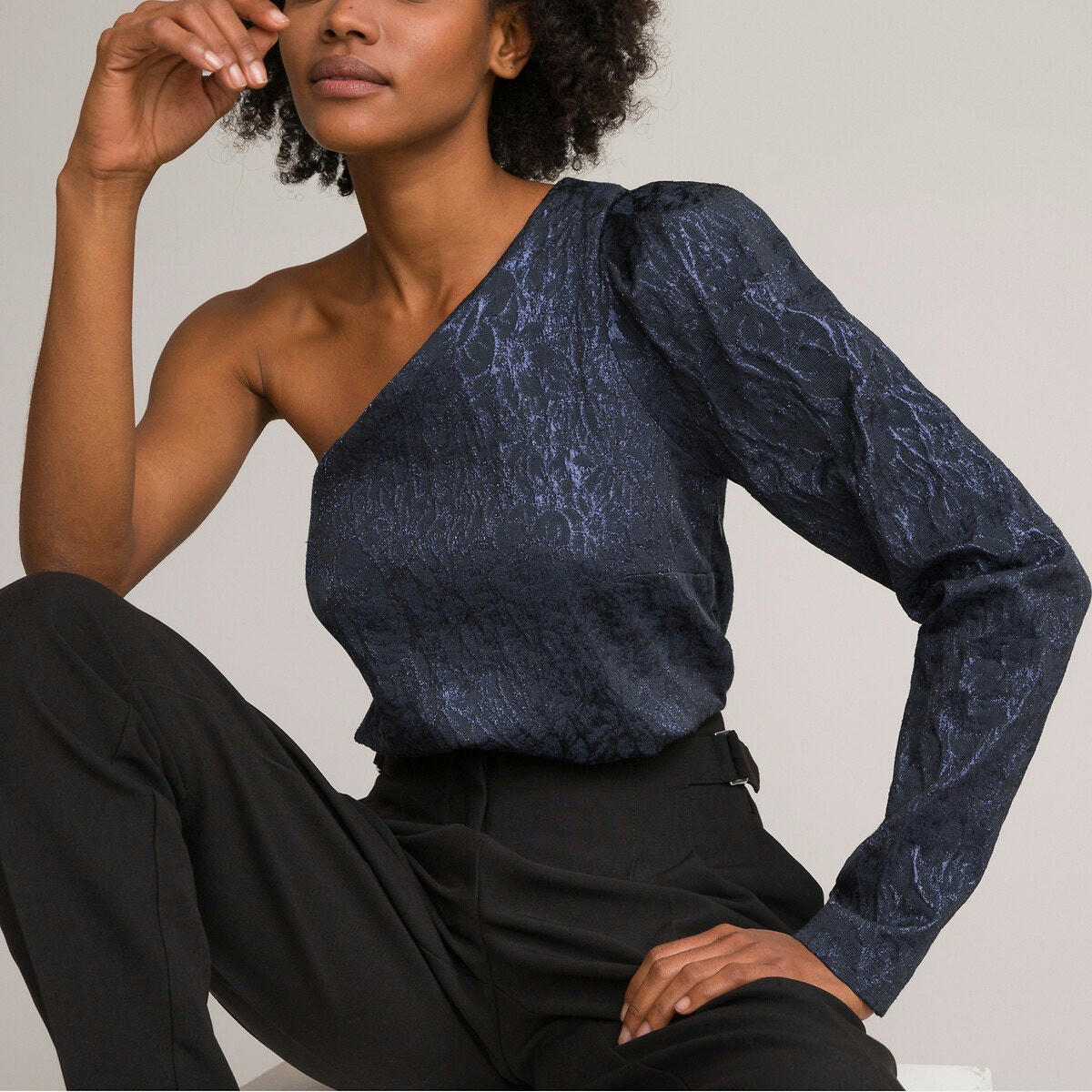 Blouse asymétrique imprimé jacquard