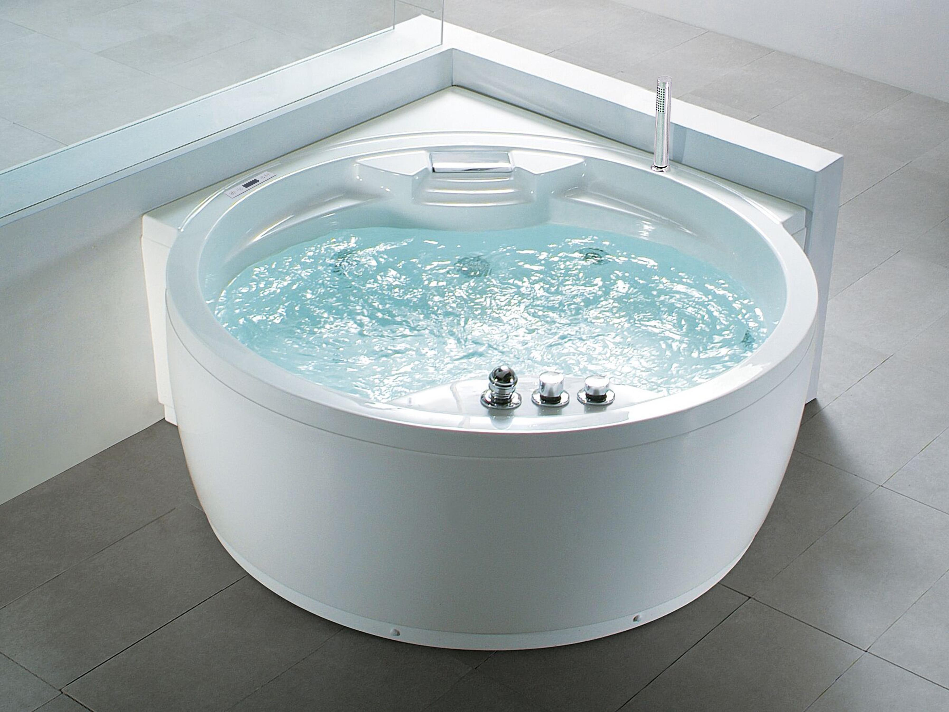 Corner Hot Tub with LED MILANO with Built-In Bluetooth Speaker 1810 x 1500 mm White