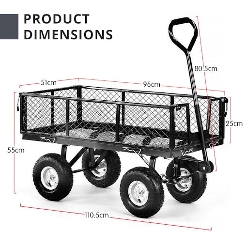 NNEDPE Garden Cart with Mesh Liner Lawn Folding Trolley Hammer