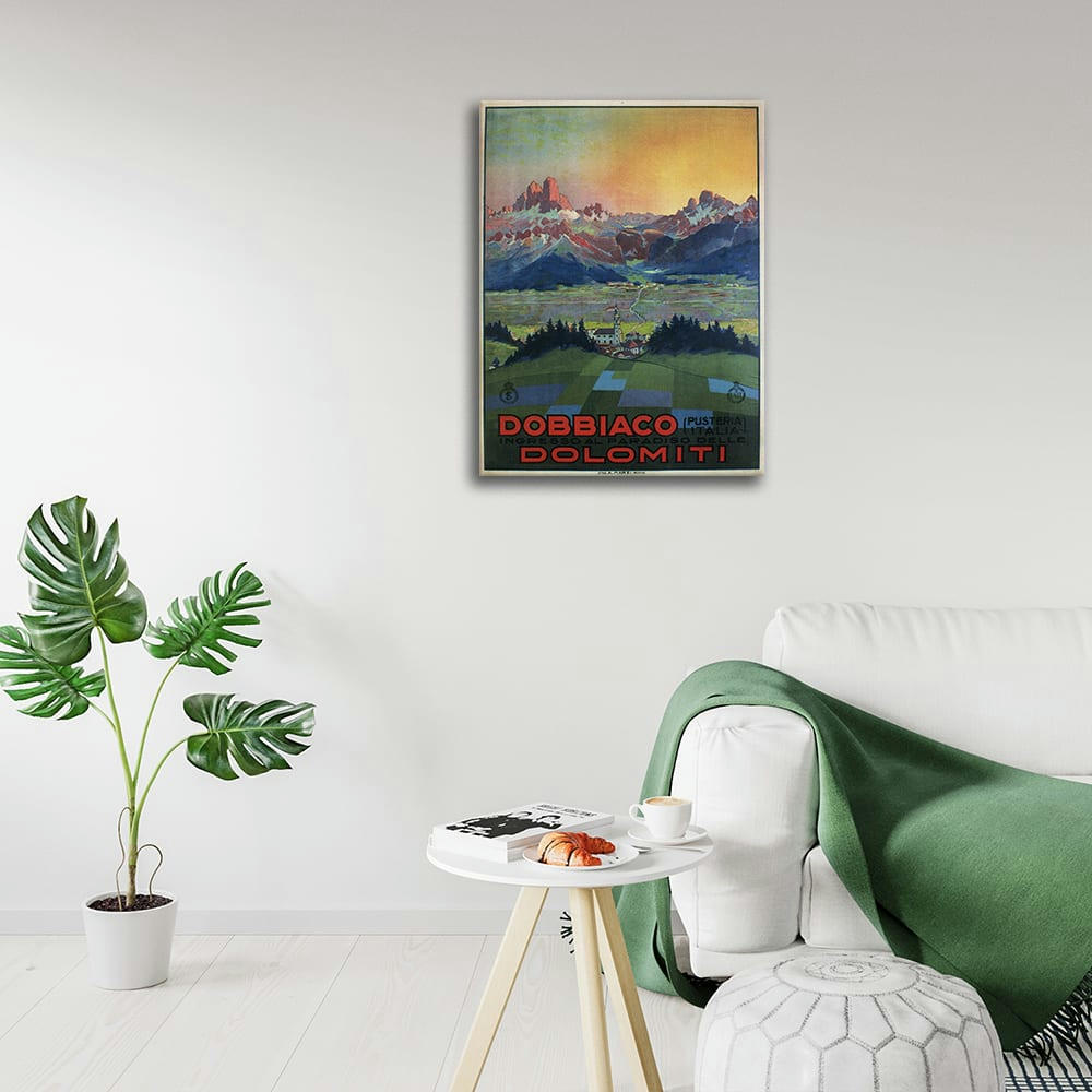 - Tableau affiche touristique Vintage Dobbiaco Dolomiti 50x70cm