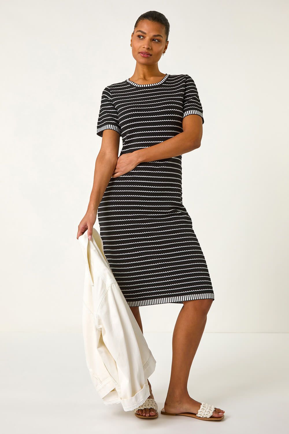 Roman Stripe Print Knitted Dress