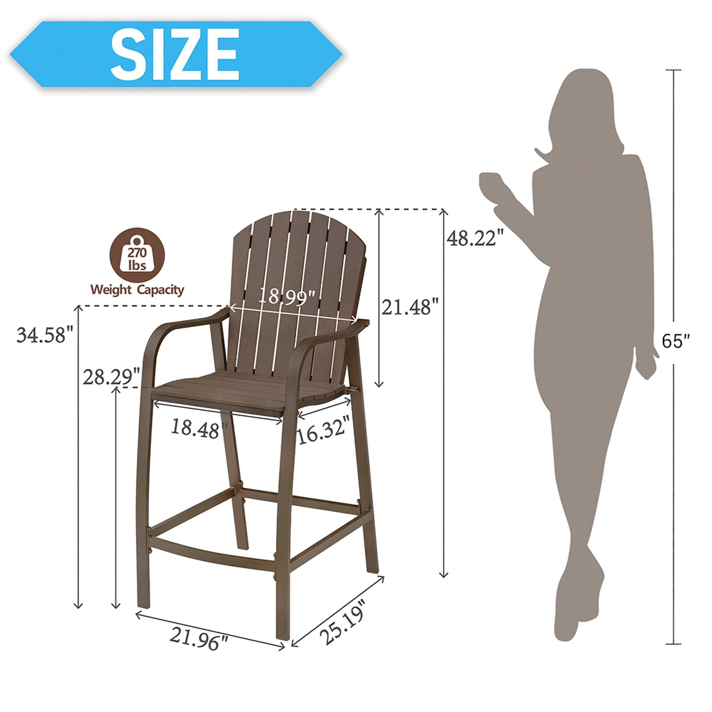 VredHom Outdoor Patio Aluminum Bar Stools Chairs (Set of 4)