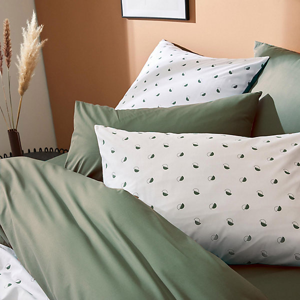 Housse de couette en percale au style géométrique (240x220 cm - Vert Olive)