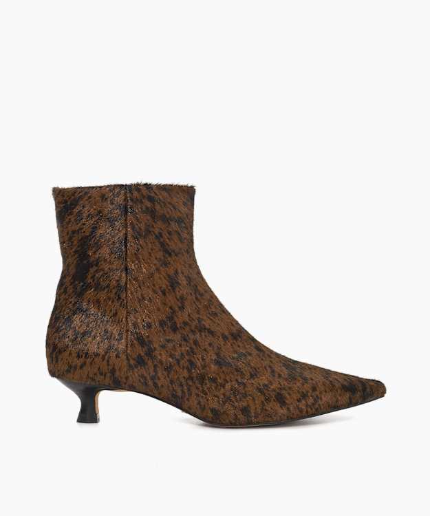 Odore Tan - Leather Kitten Heel Ankle Boots