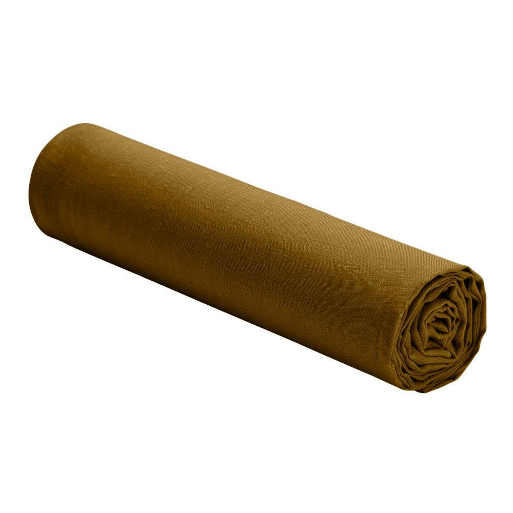 UNI BP - Drap housse lin lavé marron 140x190 cm