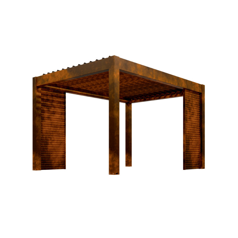 Panneau brise-vue pour pergola bioclimatique Capri effet rouillé 0,6 x 2,25 m
