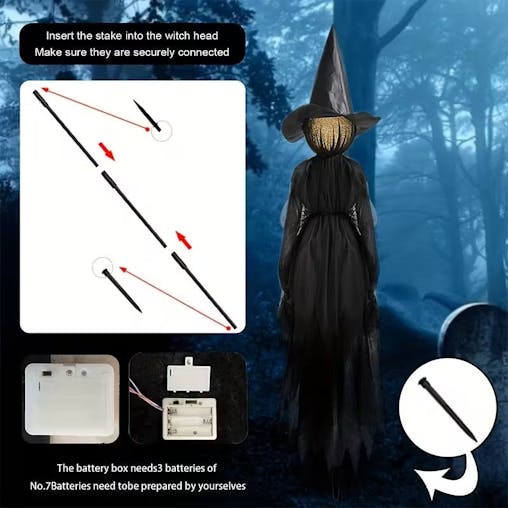 NNETM Sound and Light Witch Halloween Decoration