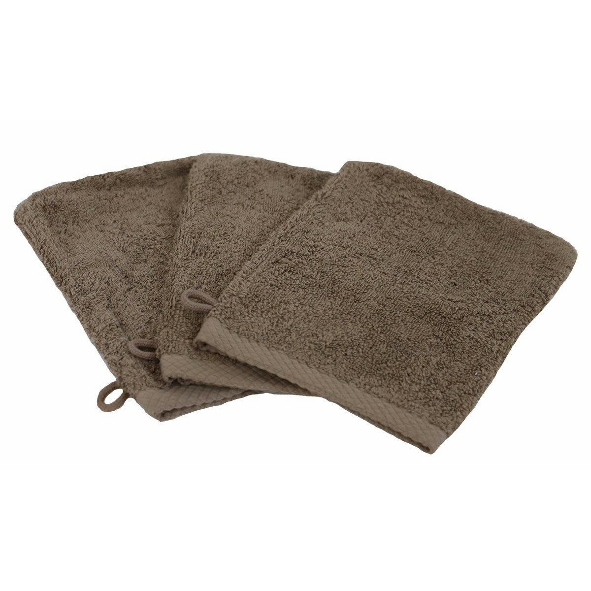 - ESSENTIELLE - Lot de 3 gants de toilette éponge 600gr gris souris