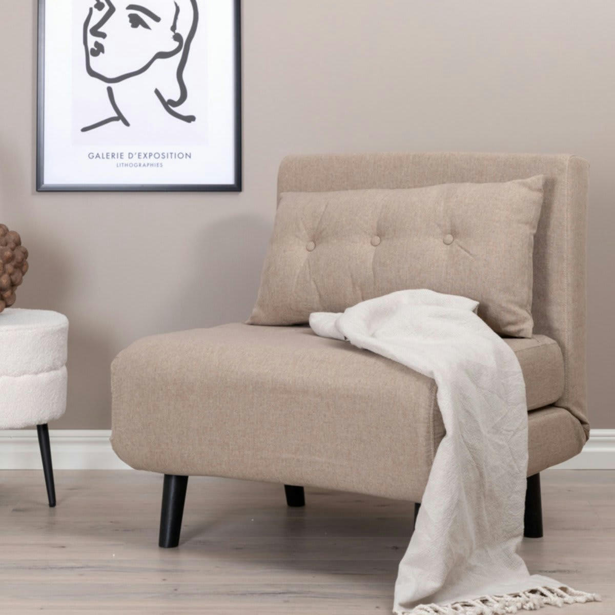 PAXO - Fauteuil chauffeuse en tissu beige