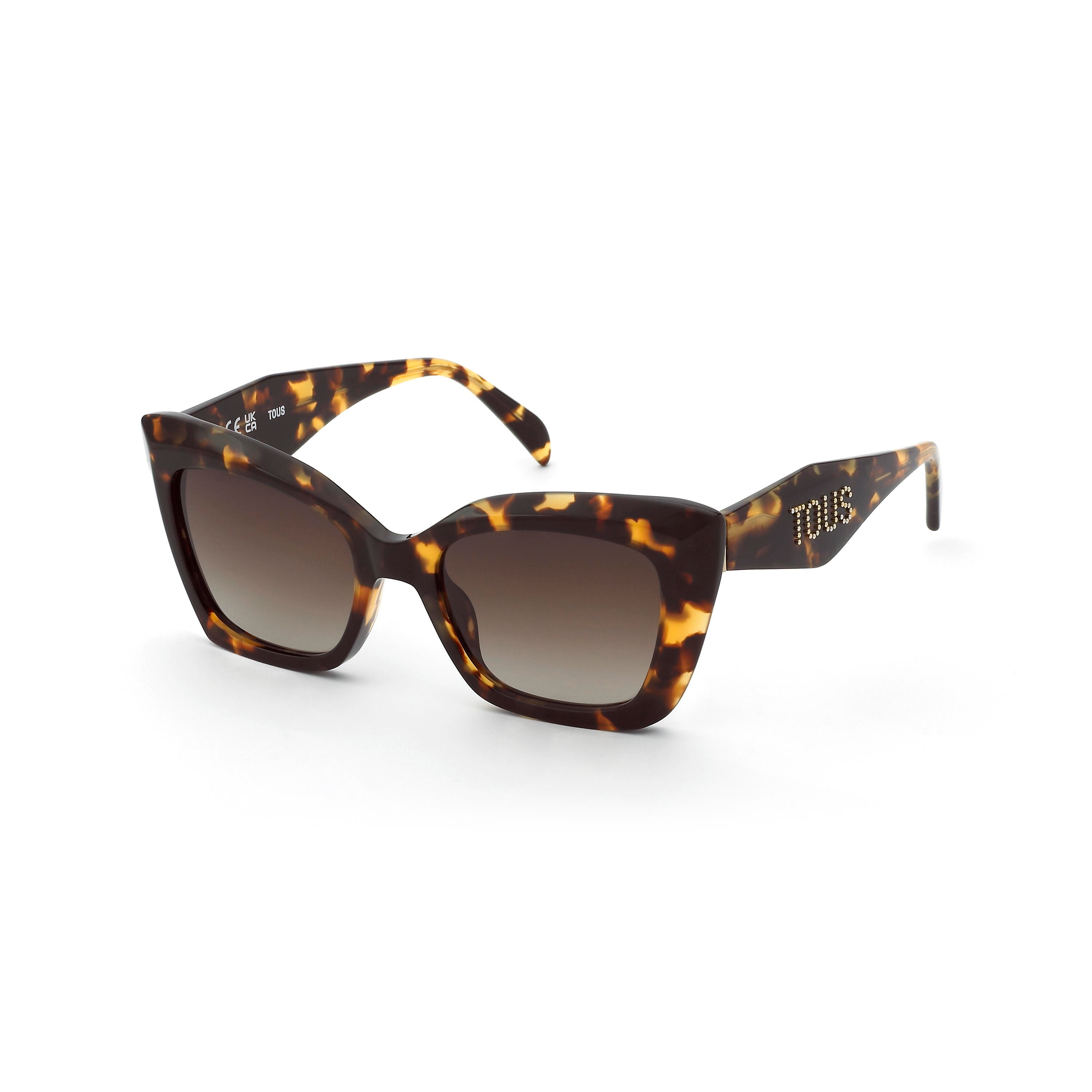 Gafas de sol en color havana Faceted Logo