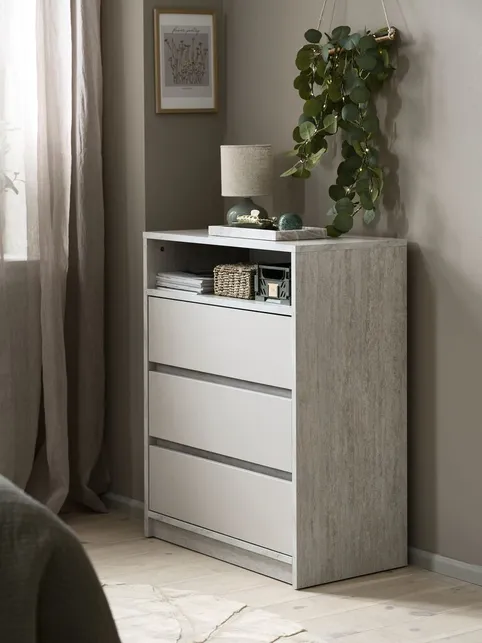 Kommode BILLUND 3 skuffer travertinfarve/beige