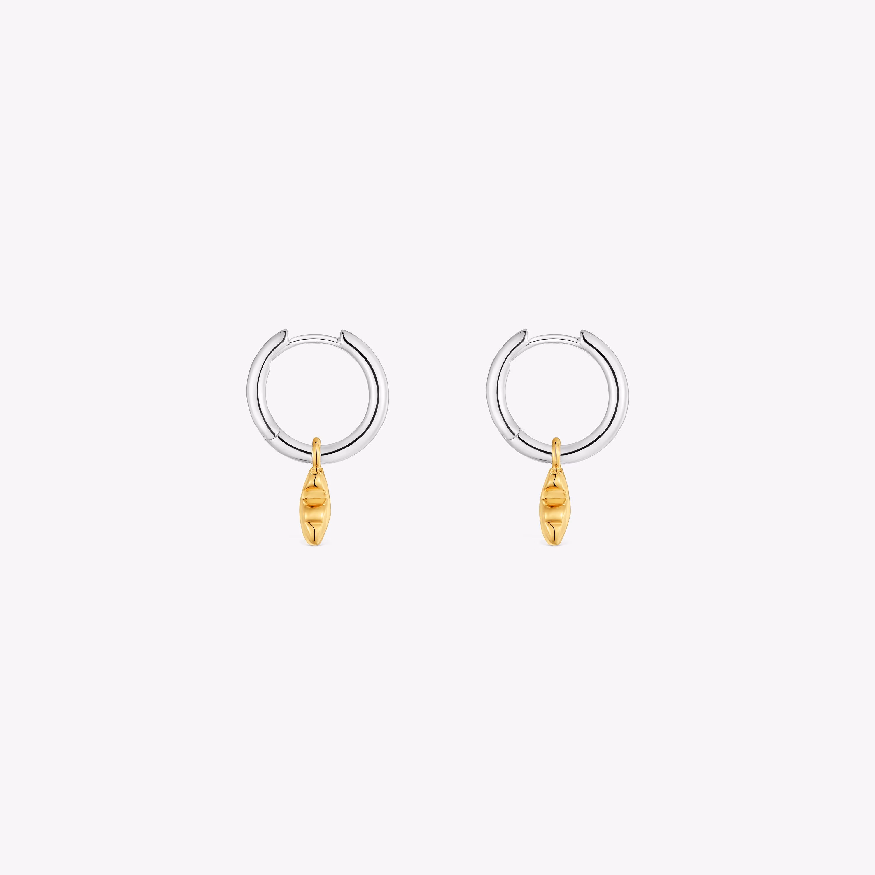 Pendientes de aro motivo oso bicolor Icon Metal