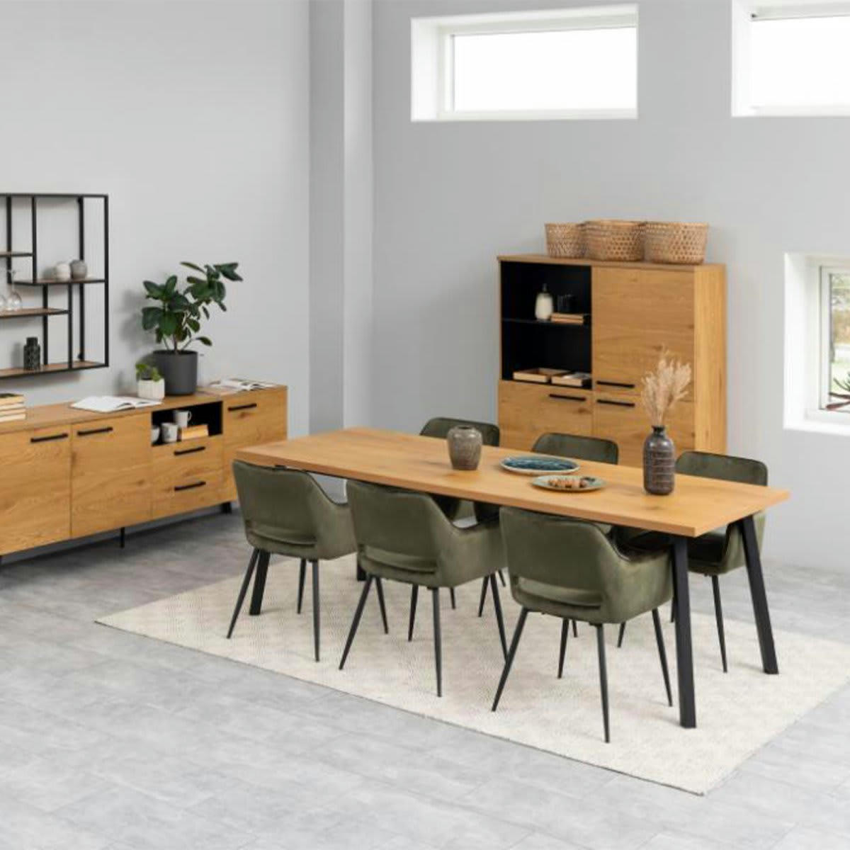 RANJO - Lot de 2 chaises modernes avec accoudoirs en velours vert