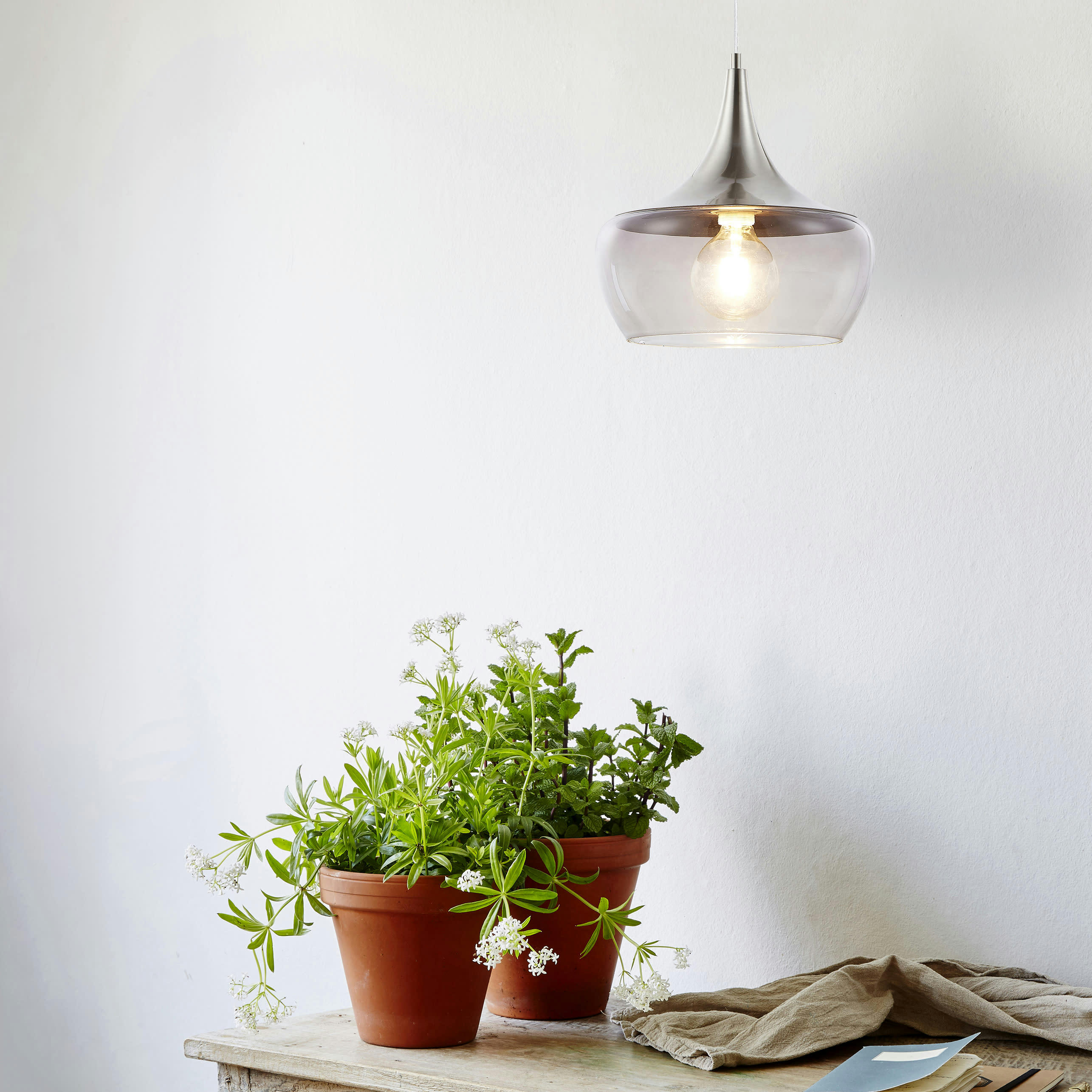 CROWN - Suspension en verre argenté