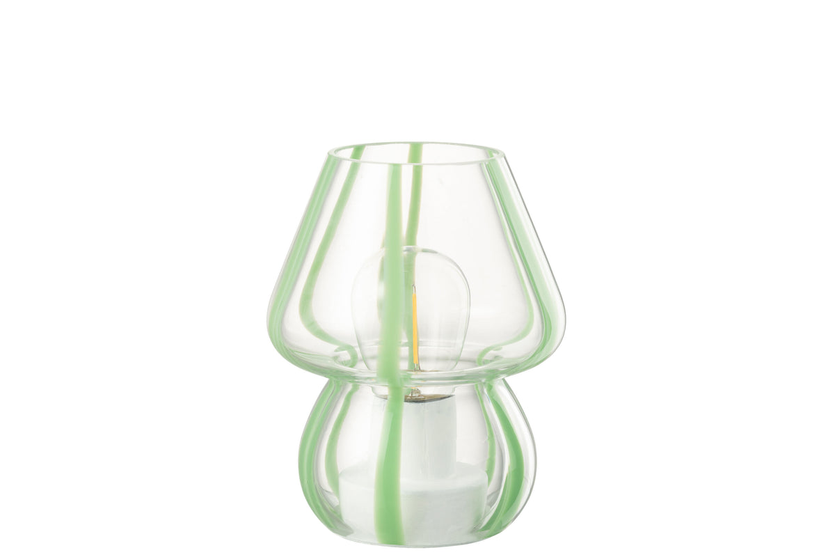 J-Line tafellamp Strepen - glas - transparant/groen - small