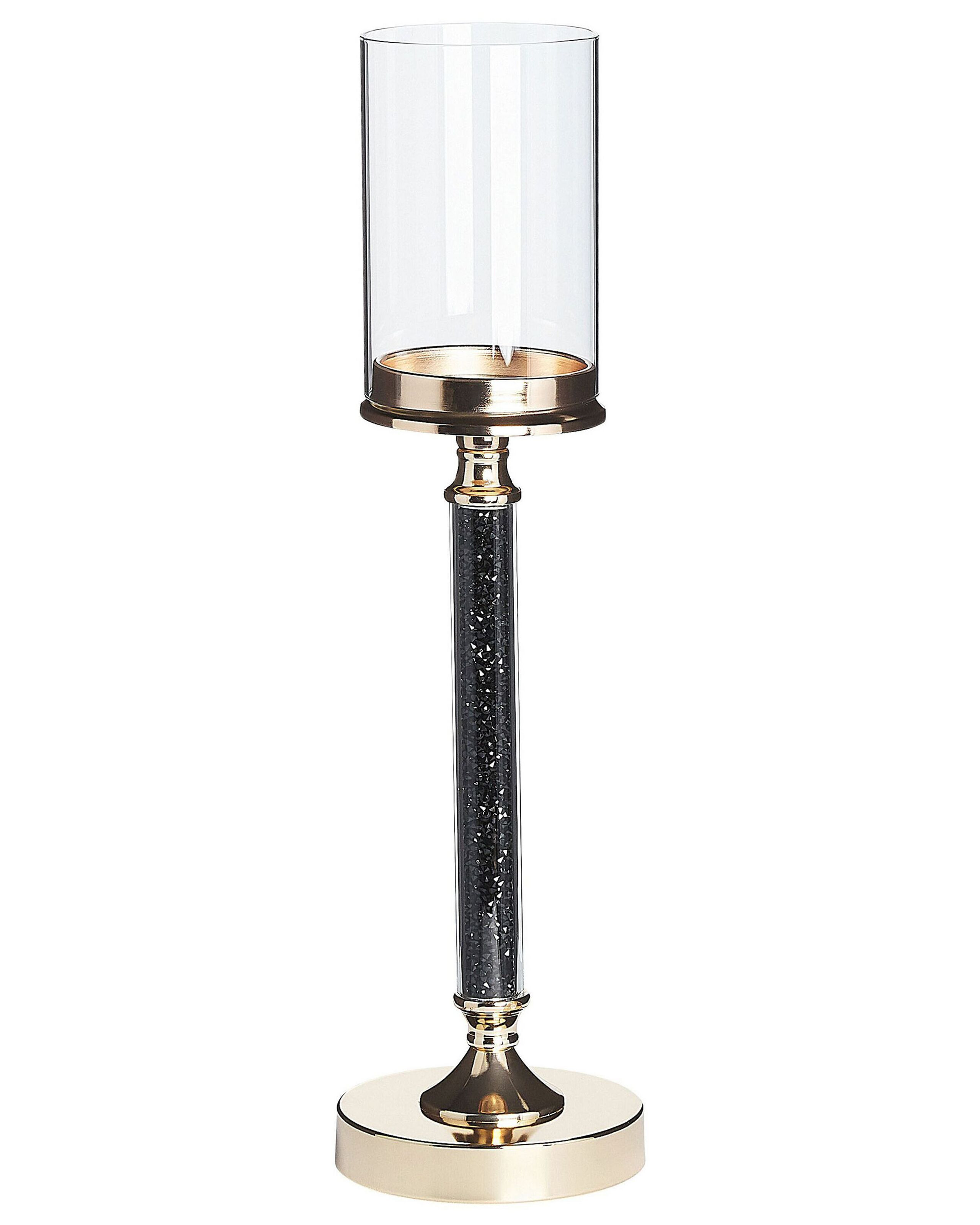 Świecznik lampion metal 48 cm złoto-czarny