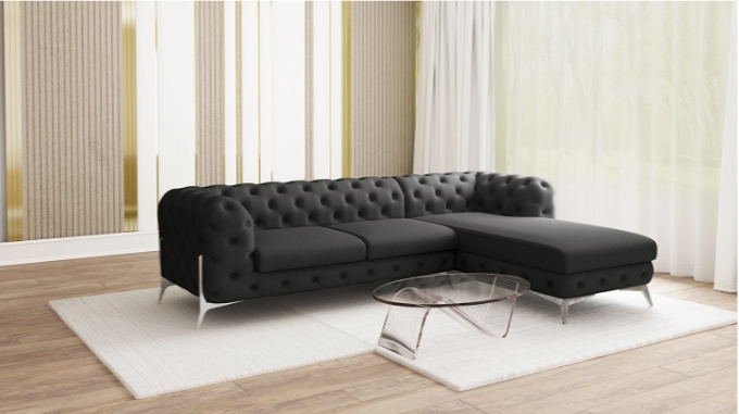 Ropez Chelsea Bis narożnik 305x200 prawy mikrofibra czarny