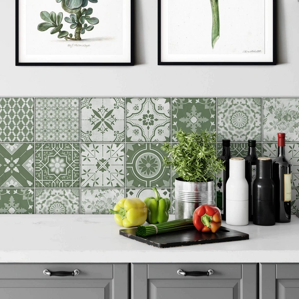 Fliesenaufkleber »Blumen-Ornamente Boho«, selbstklebend