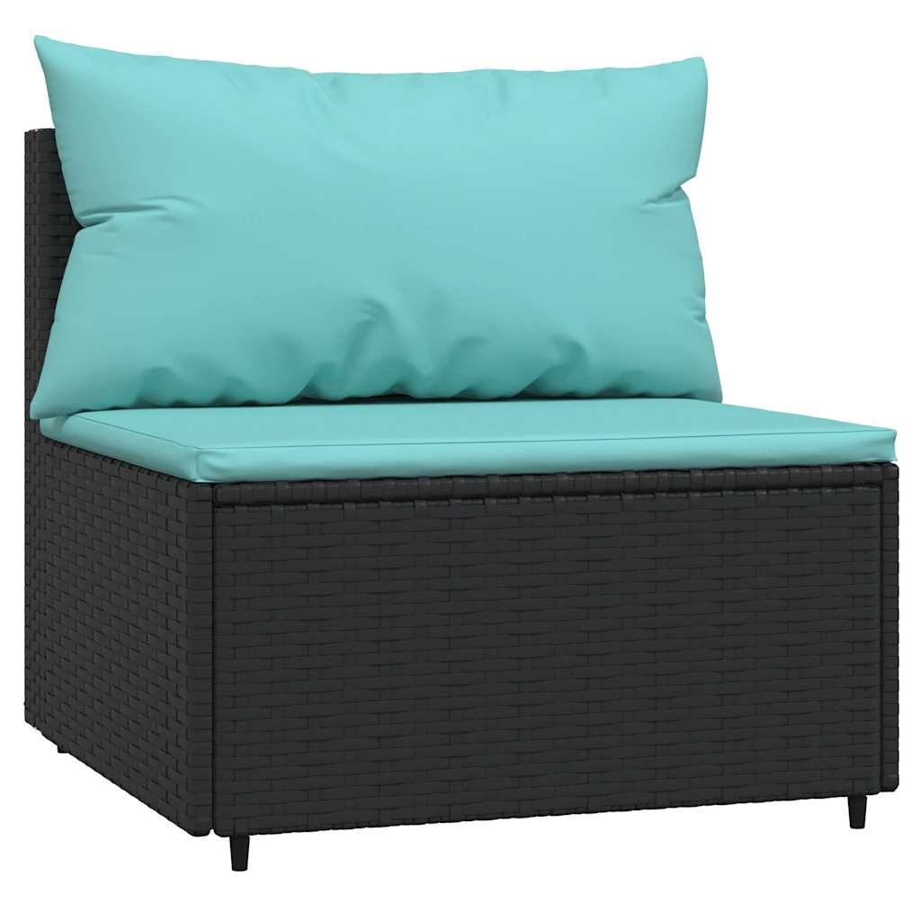 Sofa Ogrodowa Czarna z Poduszkami Fotel Siedzisko Na Taras Balkon