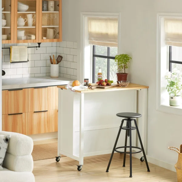 SoBuy Wyspa kuchenna z dwiema szufladami Biały 100x60x93.5cm FKW74-NW