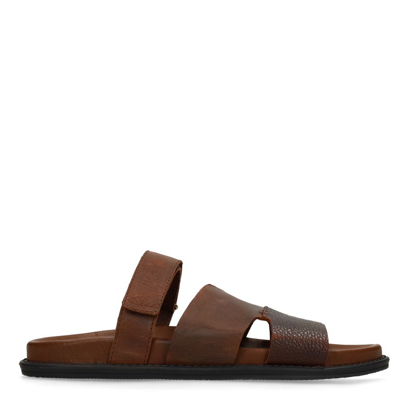 Manfield Cognac leren slippers