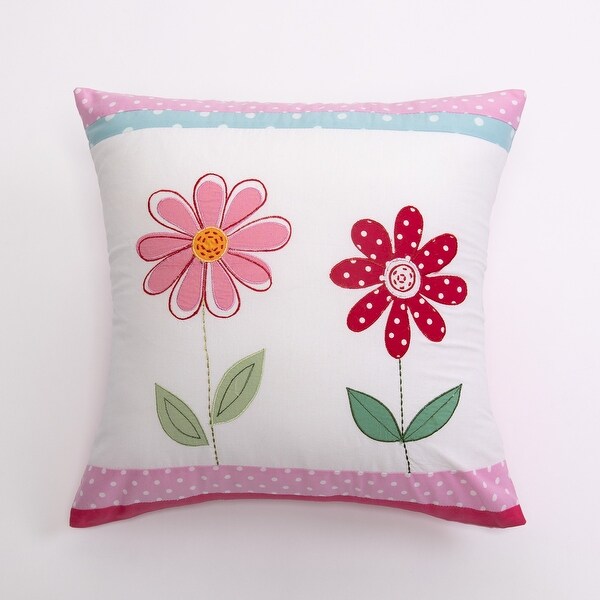 Cottage Home Dixie Appliqued Cotton 16 Inch Throw Pillow