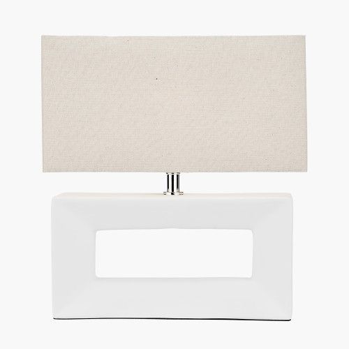 Ruma Block White Ceramic Rectangular Table Lamp