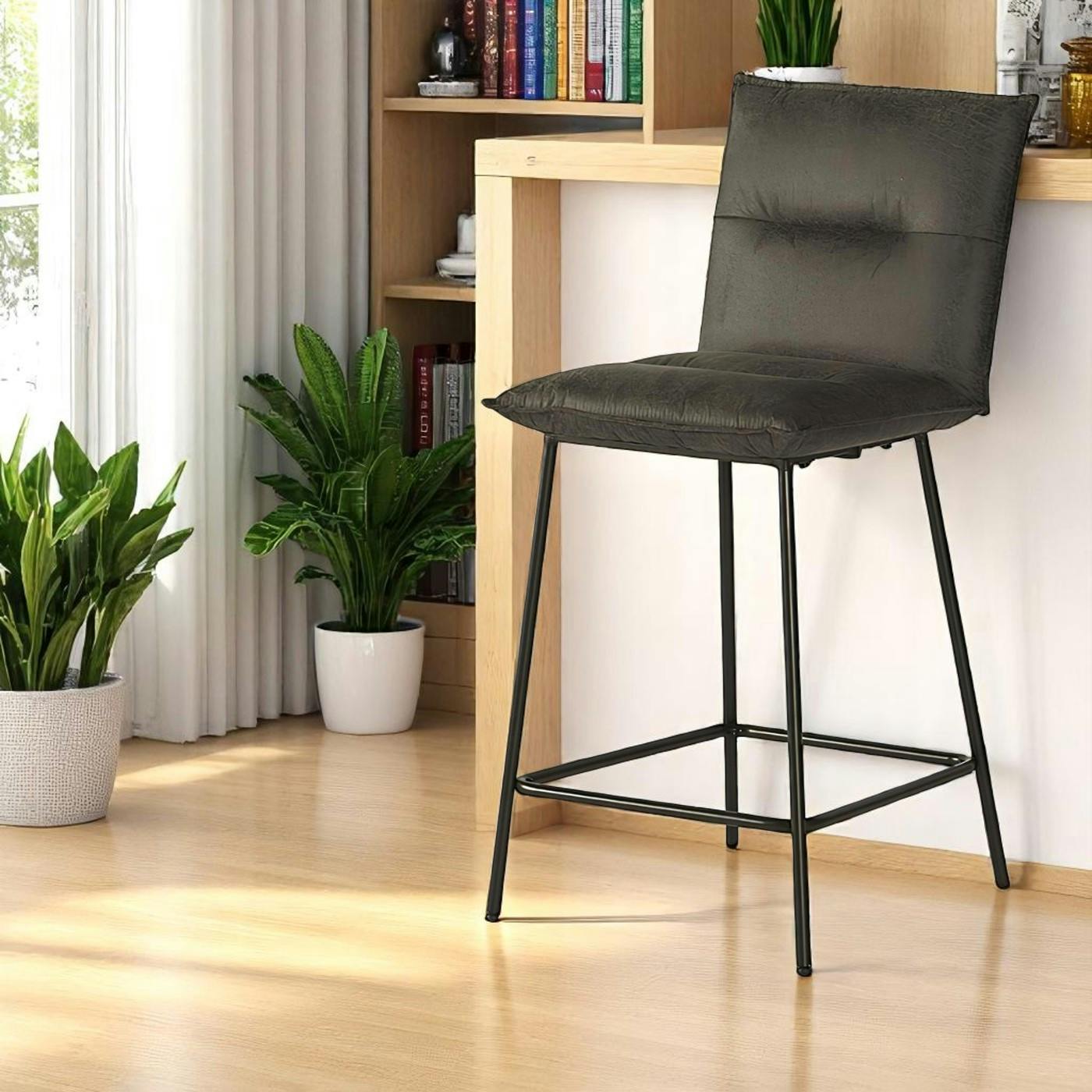 Chaise îlot central gris MALMOE (lot de 2)