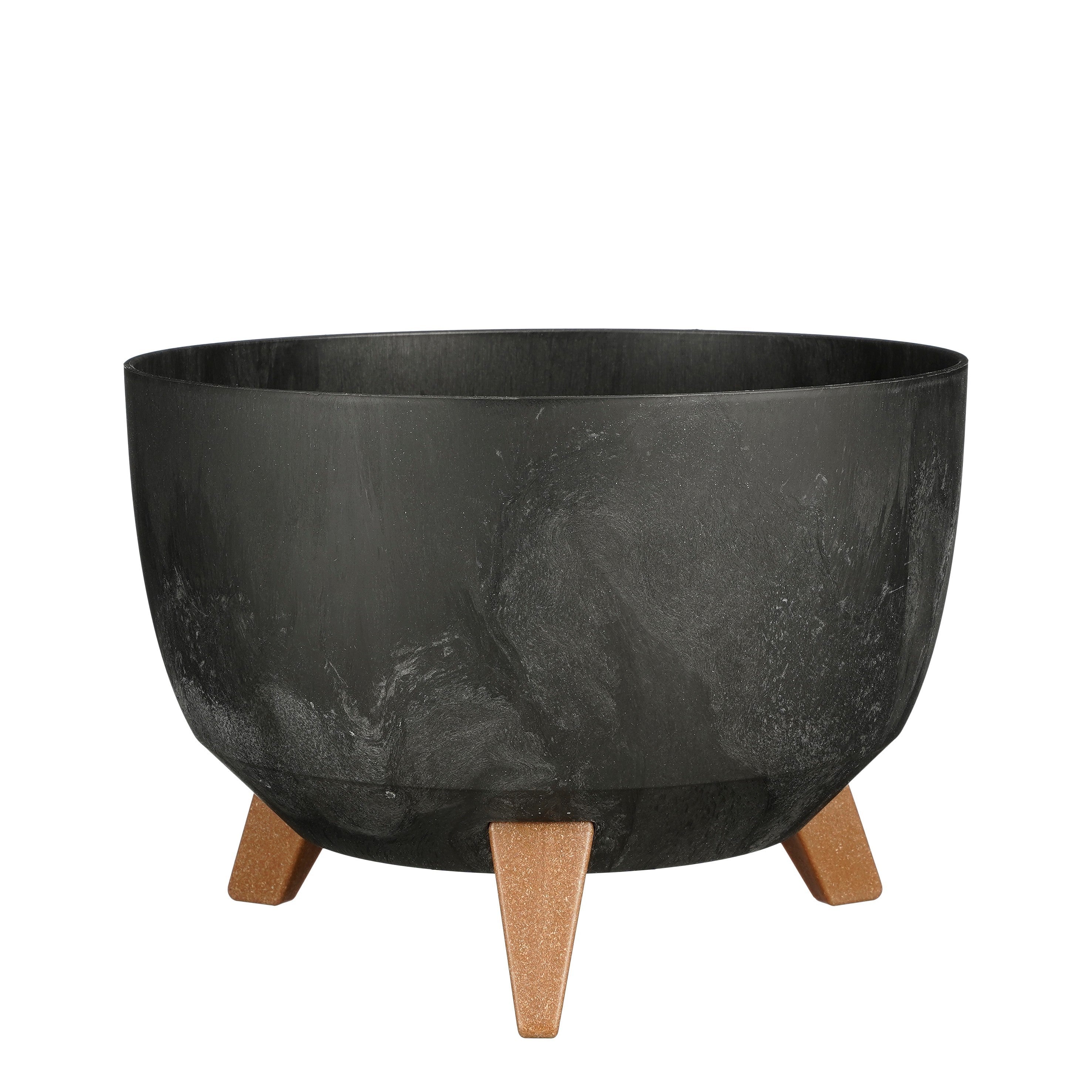 Mica Decorations Doppio Plantenbak op Poten - 18,5 x Ø33 cm - Plantenbakken voor Buiten - Bloembakken voor Balkon - Gerecycled Plastic - Zwart