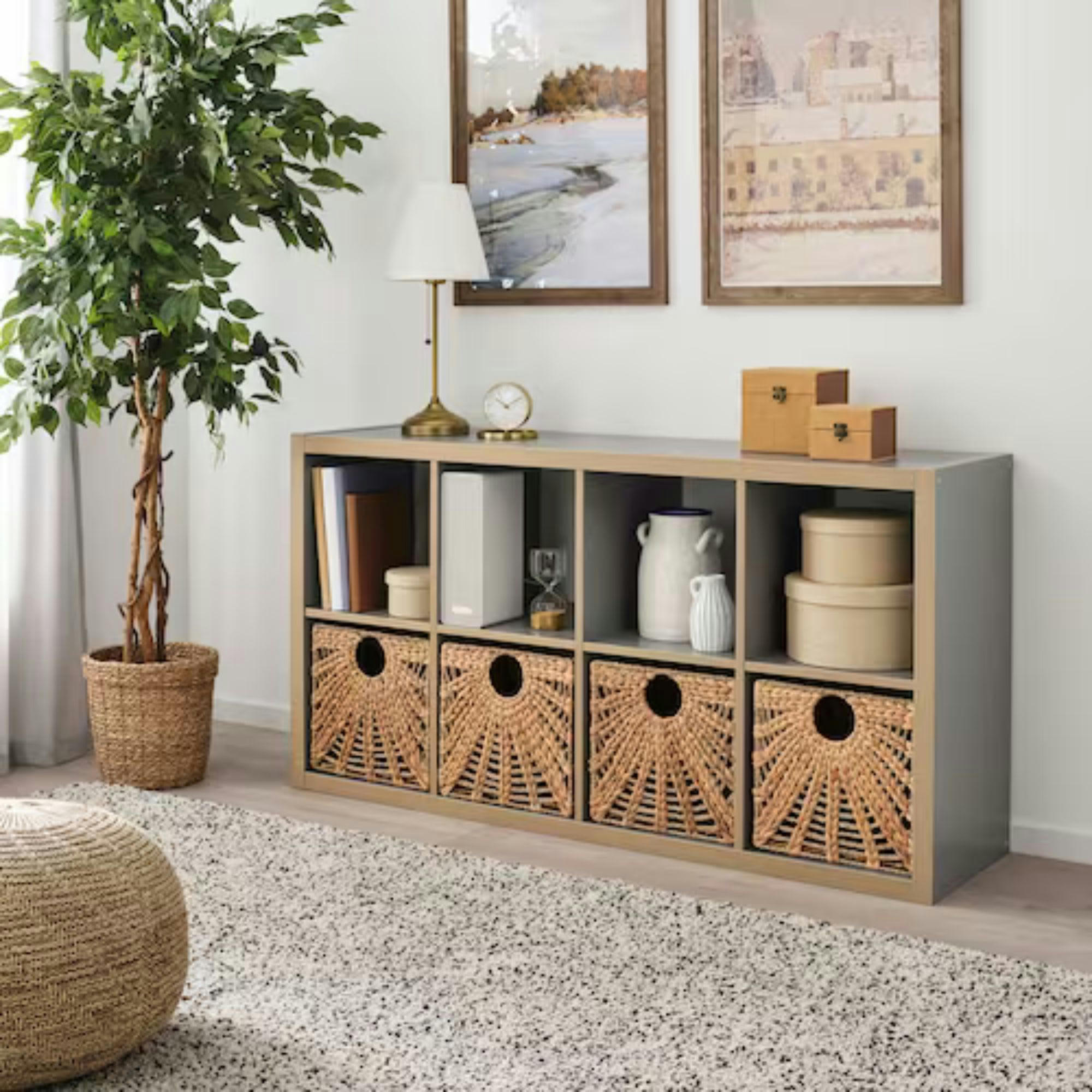 - Panier de rangement pliable soleil en jonc de mer 31x31x31cm