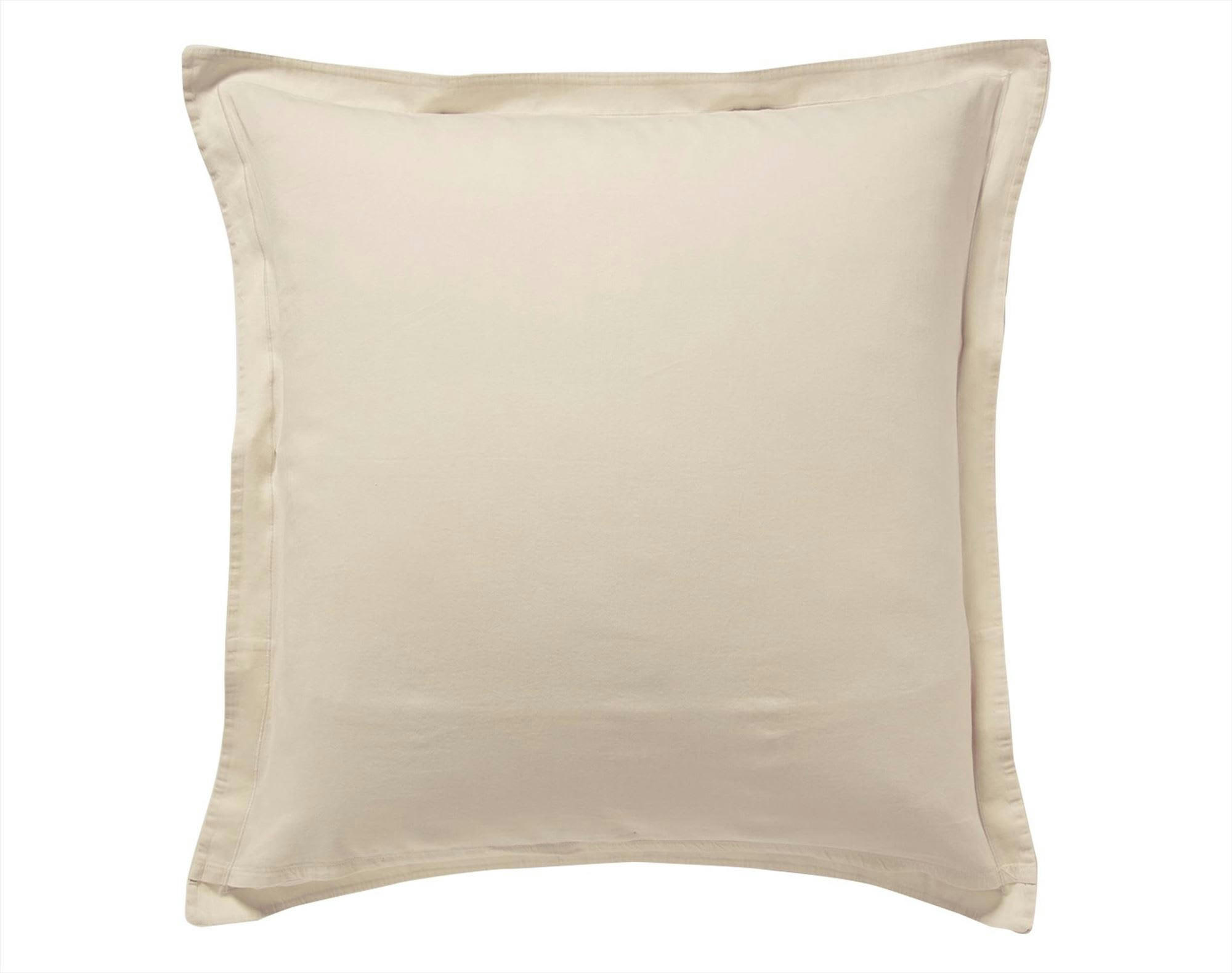 SATIN RAYE/UNI - Taie volant 50x70 beige en coton