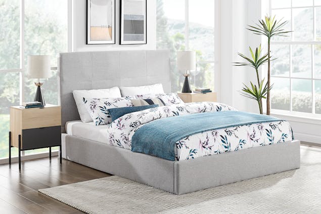 NNEKGE Antalya Gas Lift Bed - Light Grey