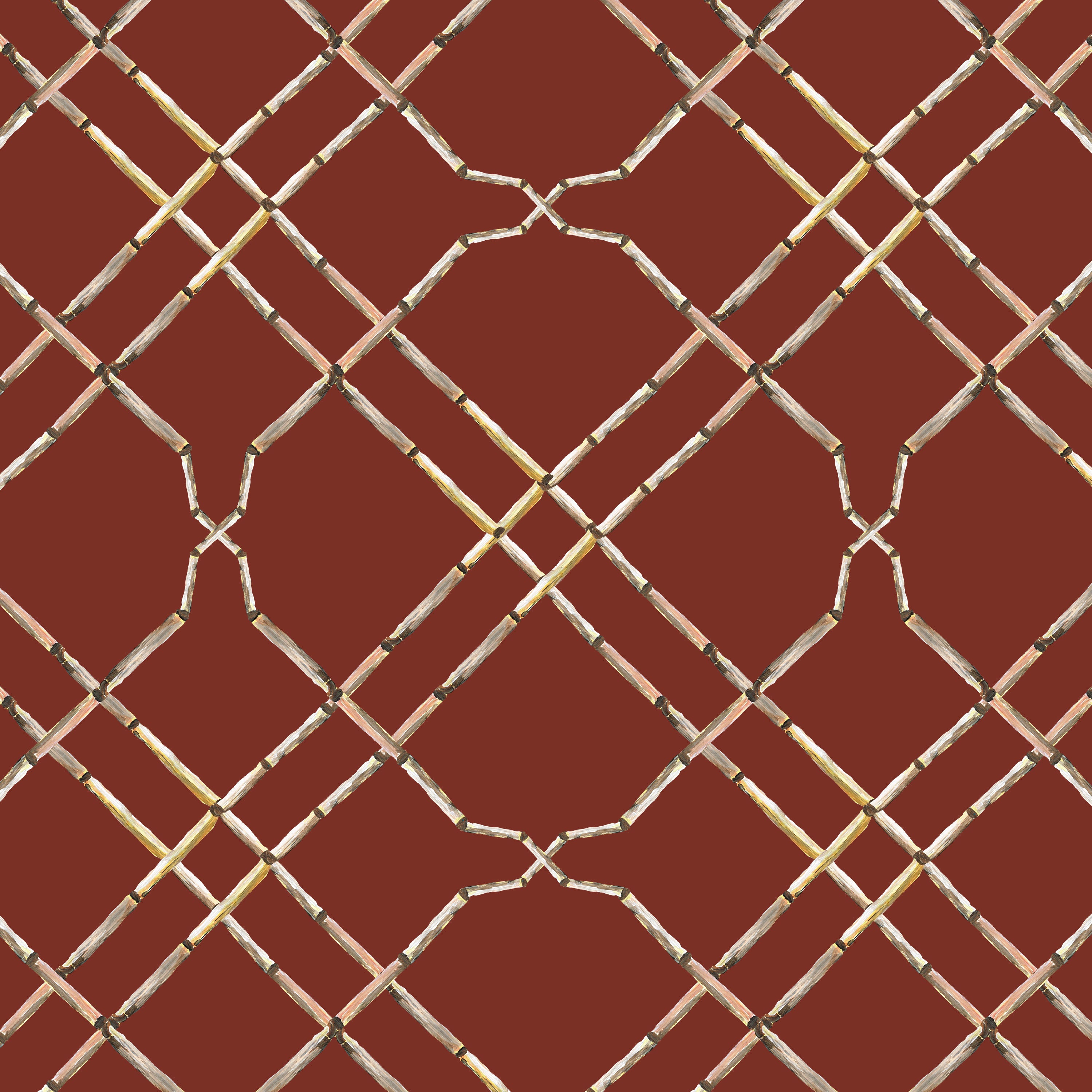 Catchii Behang Bamboo Trellis old red