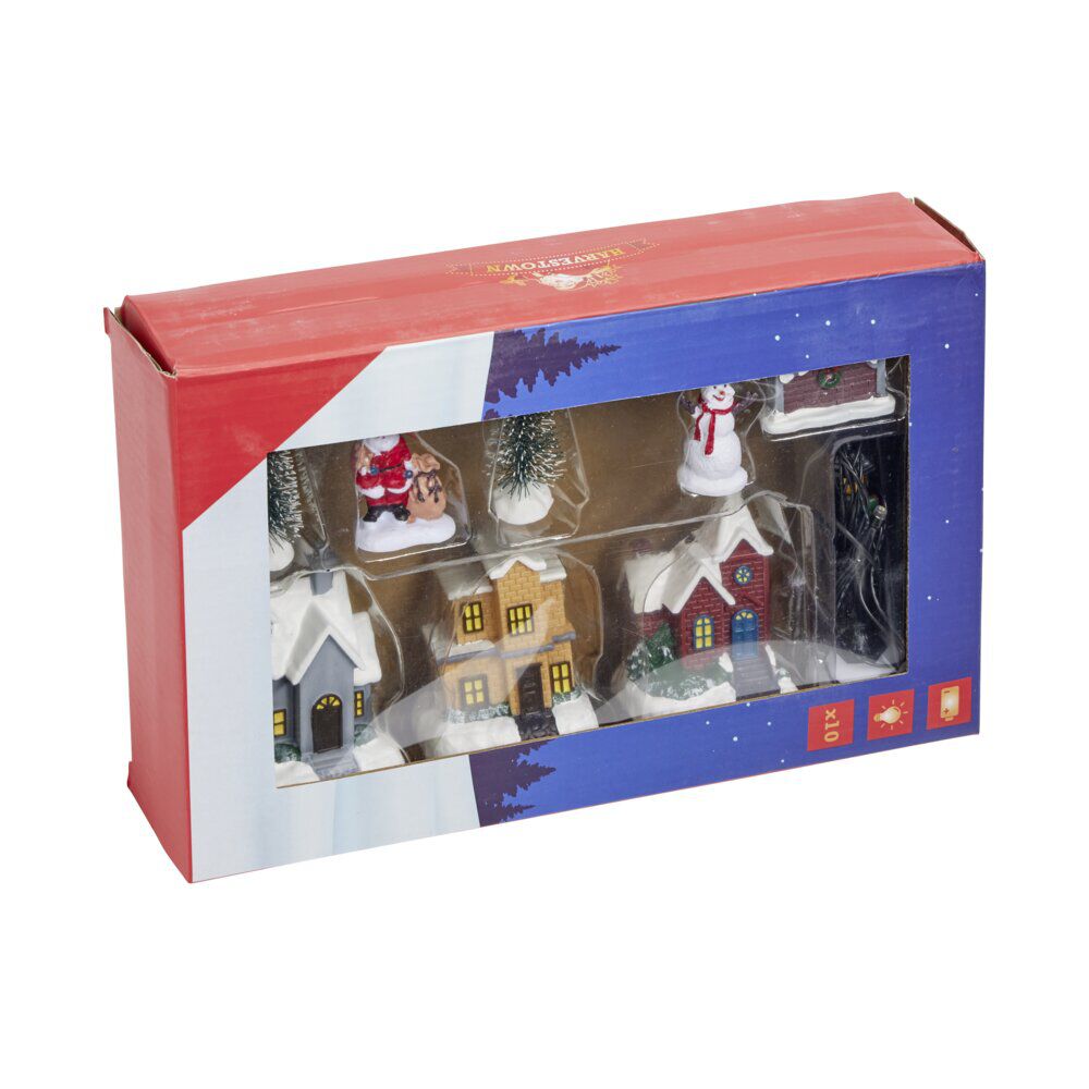 Accessoire pour village de No&euml;l avec lumière 10 pièces
