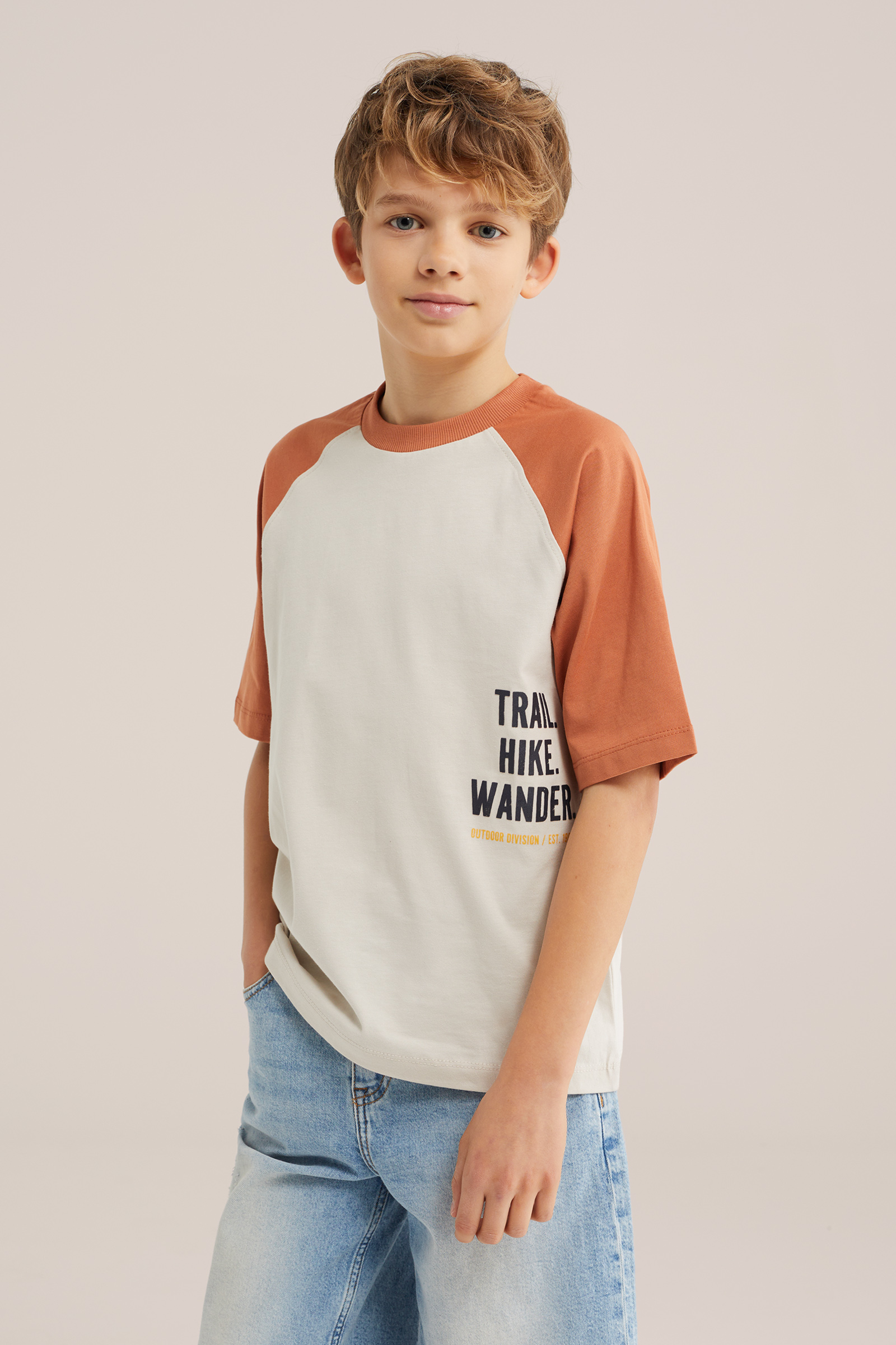 Jongens T-shirt met print en raglanmouw