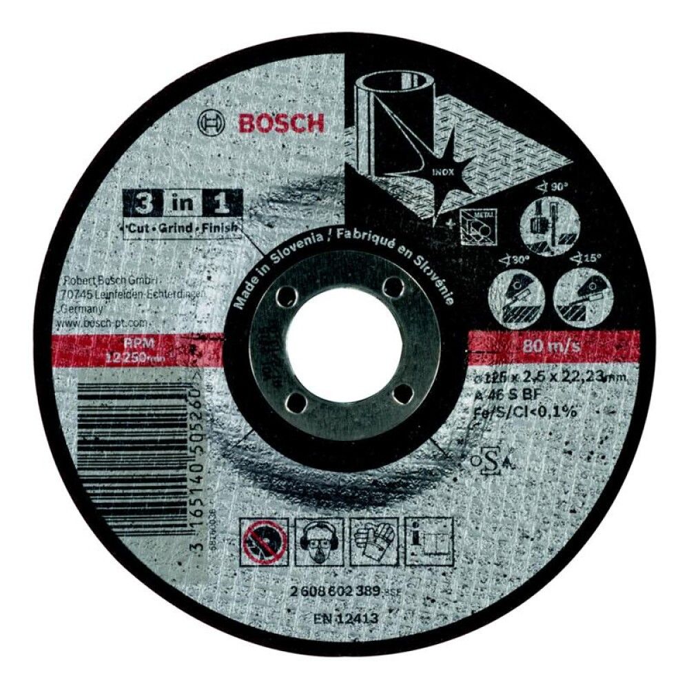 KOMBISKIVE BOSCH 3-IN-1 KAP/SLIP/GRA 125X2,5MM