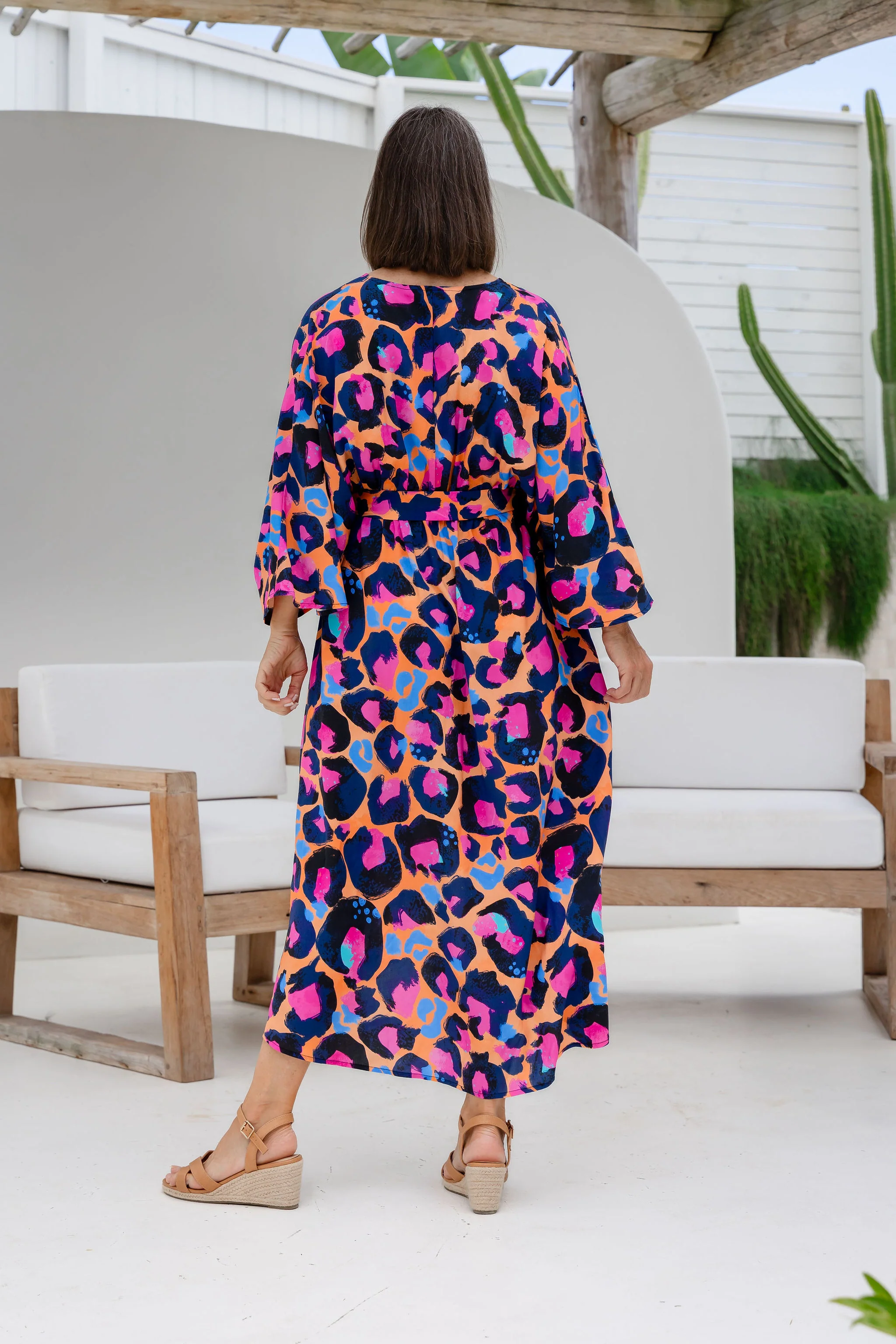 Polly Midi Dress in Sherbie - Peach Leopard by Kasey Rainbow