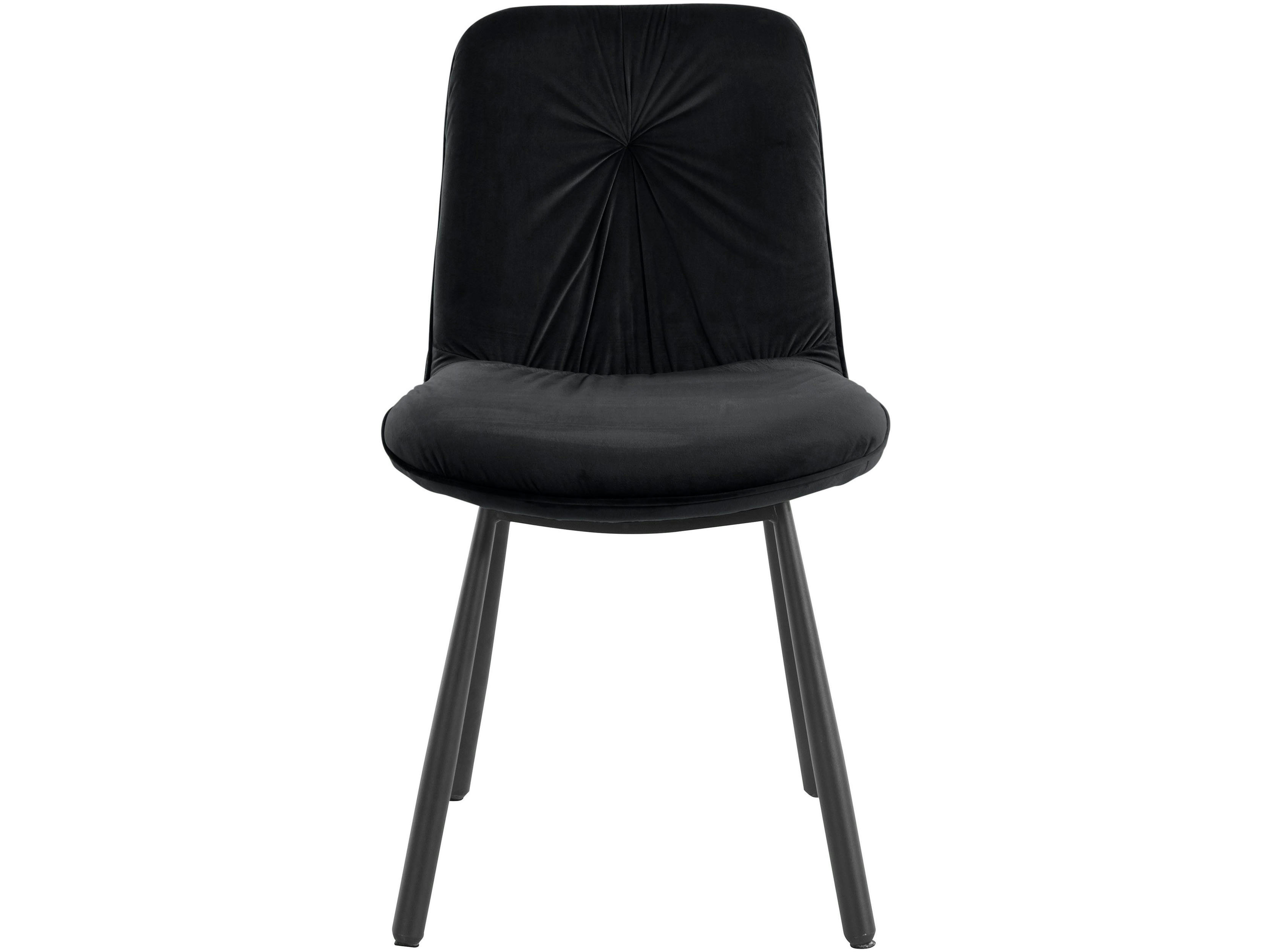 MERYL - Lot de 2 chaises de salle à manger rembourrées en velours noir