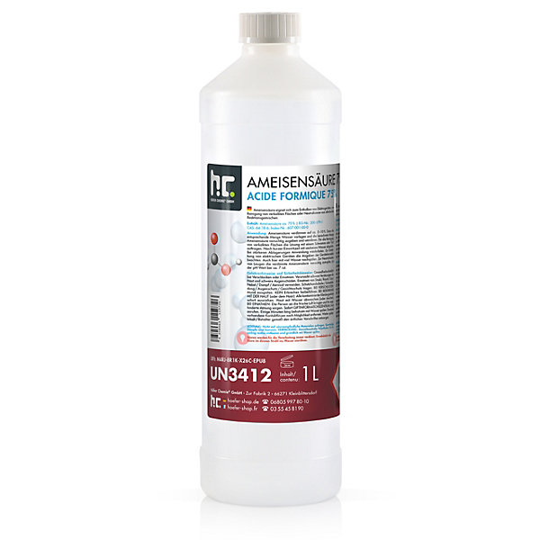 Acide Formique 75 % 6 x 1 L, Puissant Nettoyant Technique Pour Détartrage, Décapage Et Traitement Du Cuir