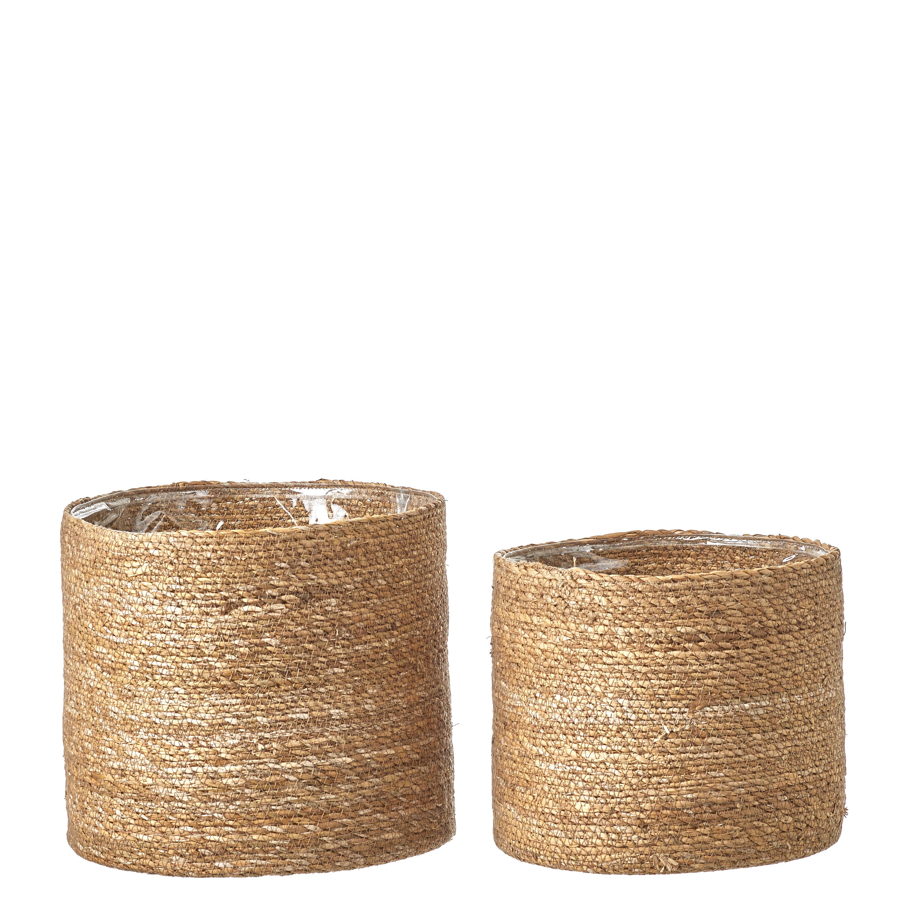 Mica Decorations Atlantic Plantenmand - Set van 2 - H26 x Ø30 cm - Lichtbruin