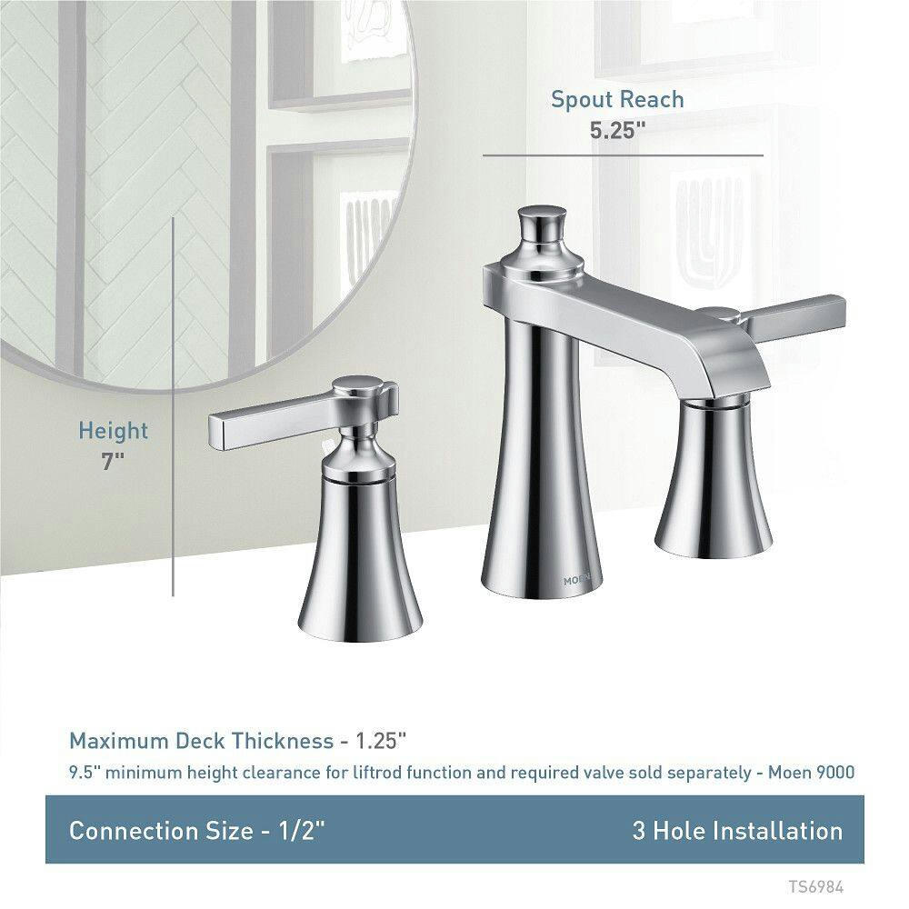 Moen Flara Two-Handle Widespread Lever Handle Bathroom Faucet Trim Kit (Valve Required), Brushed Gold