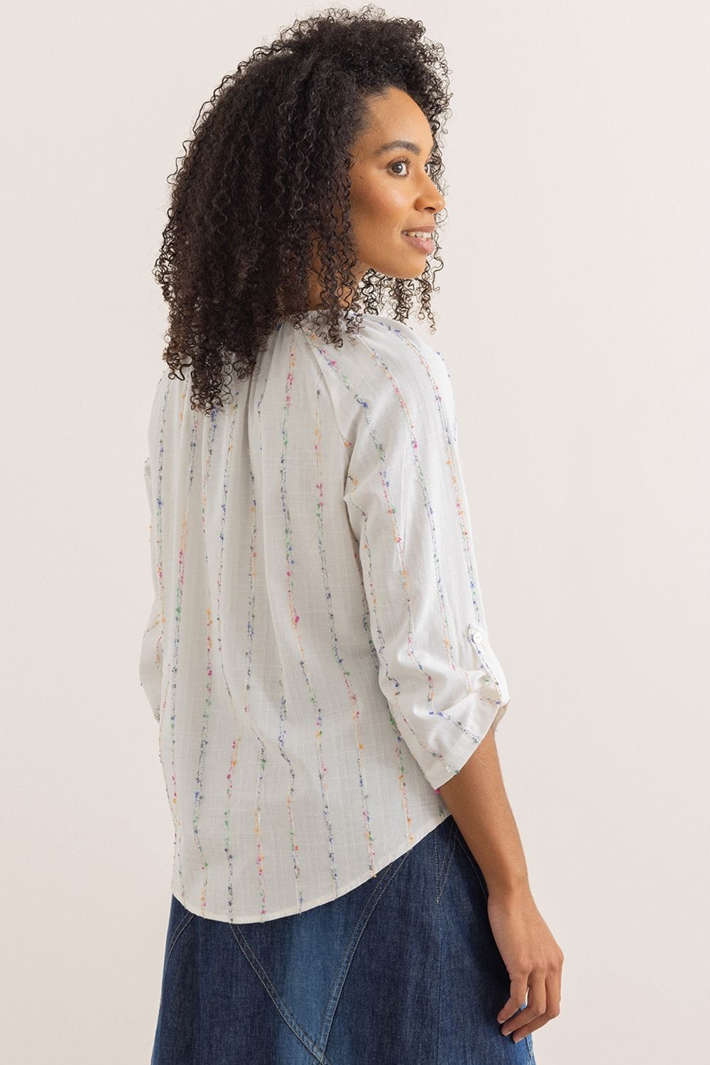 Klass. Textured Stripe Cotton Blend Top