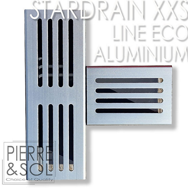 Caniveau XXS MINI L 6,5 cm Grille aluminium - StarDrain - LINE ECO - Pièce en T