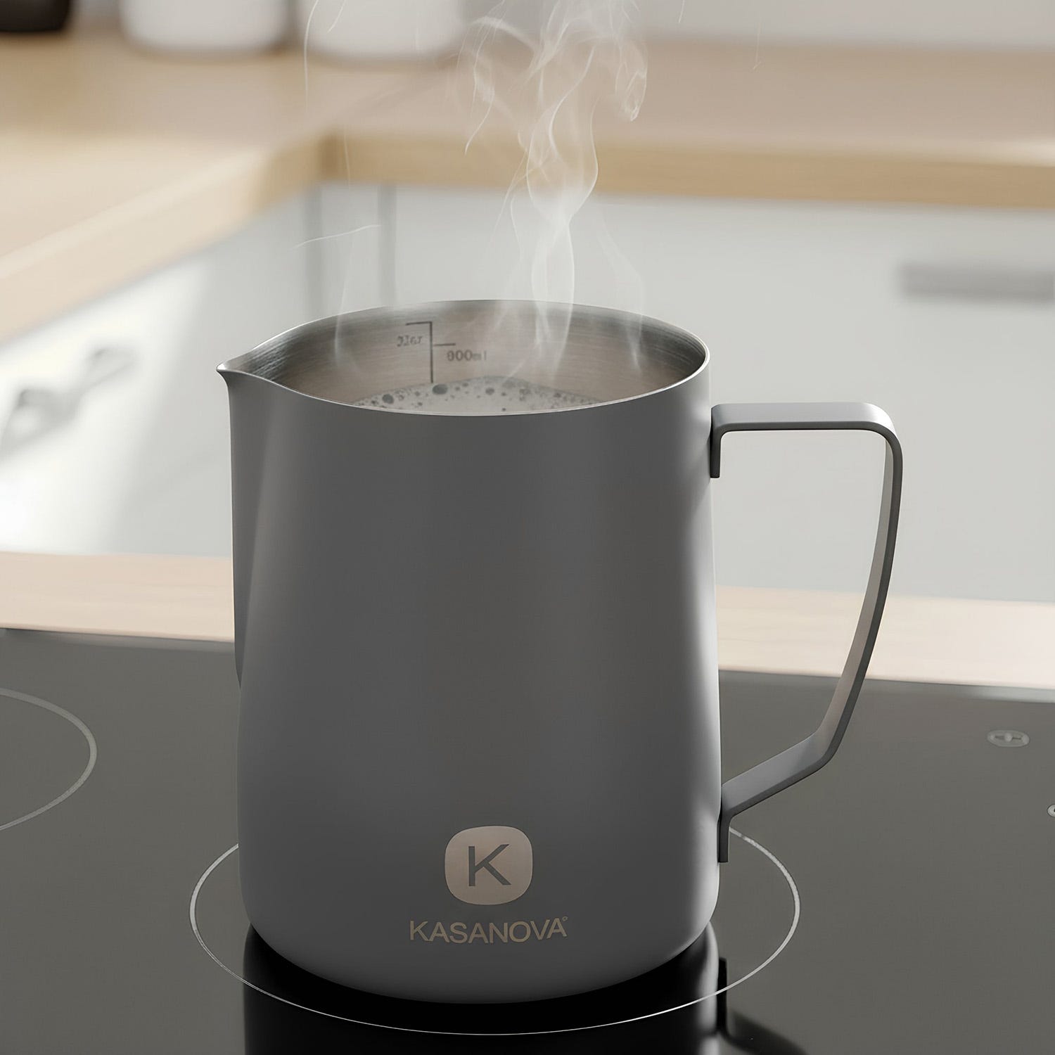 Bricco latte 900 ml acciaio inox grigio