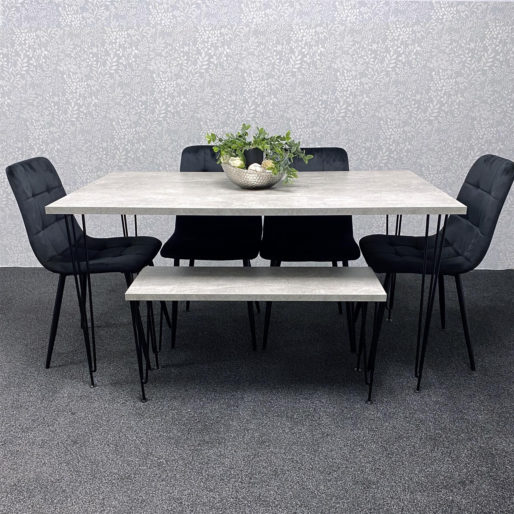 KOSY KOALA Dining Table With 4 Chairs Modern Dining Table Set With 4 Black Chairs And 1 Bench Dining Room Furniture