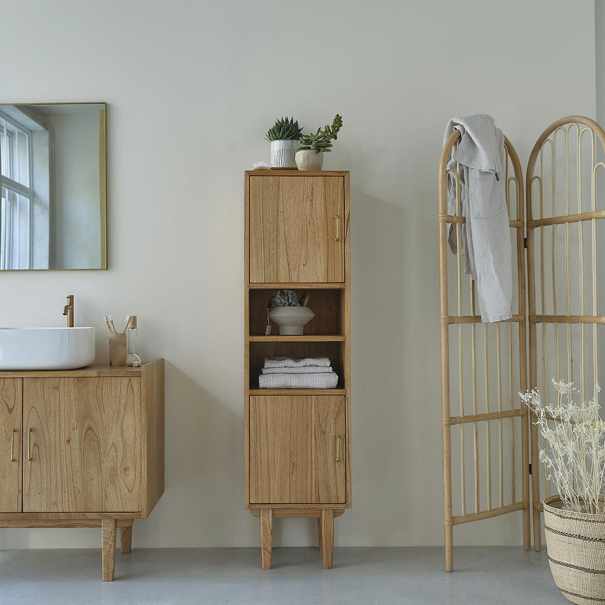 FIFTIES - Colonne de salle de bain en mindi massif