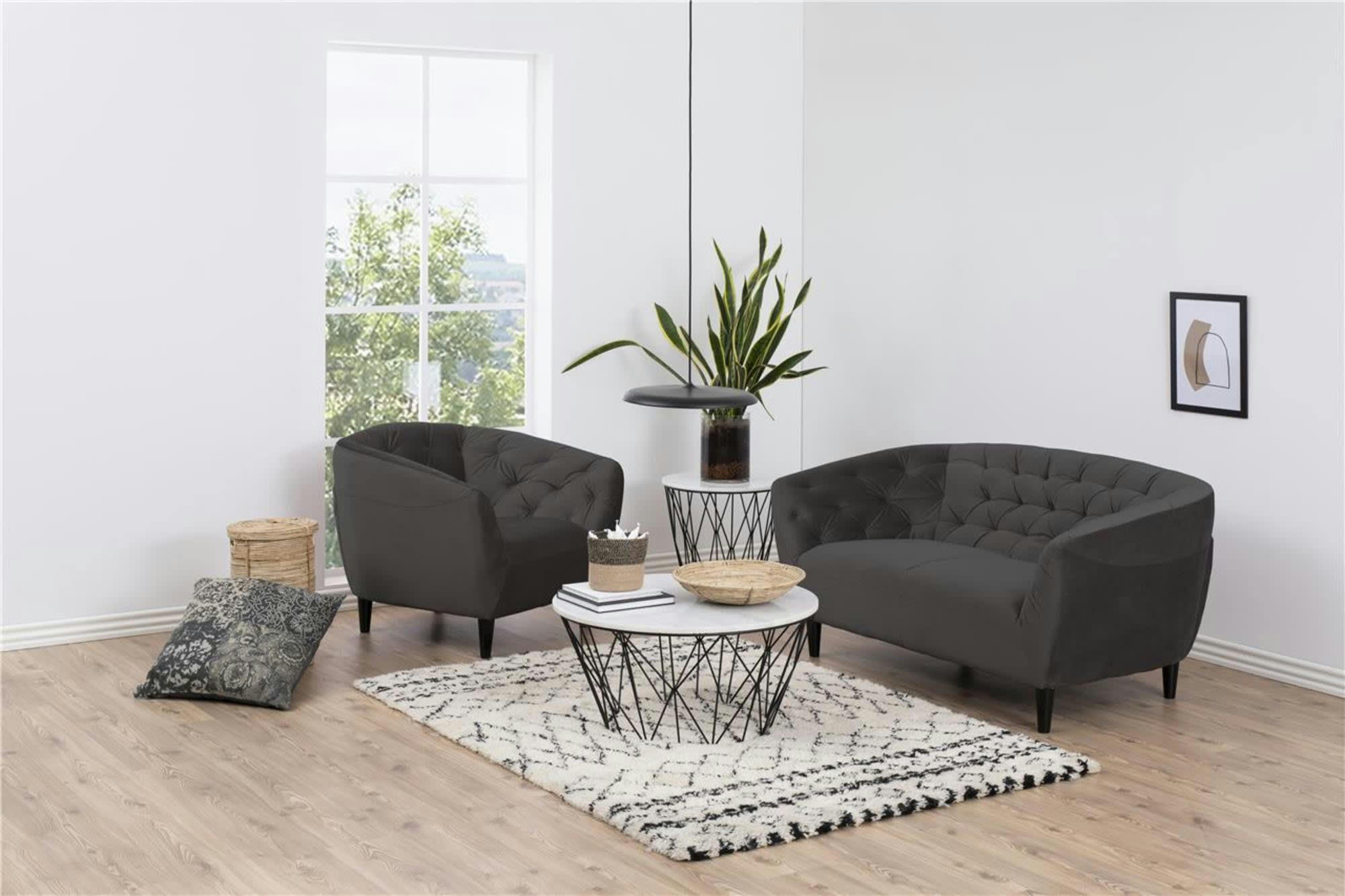 RIA - Fauteuil en velours capitonné